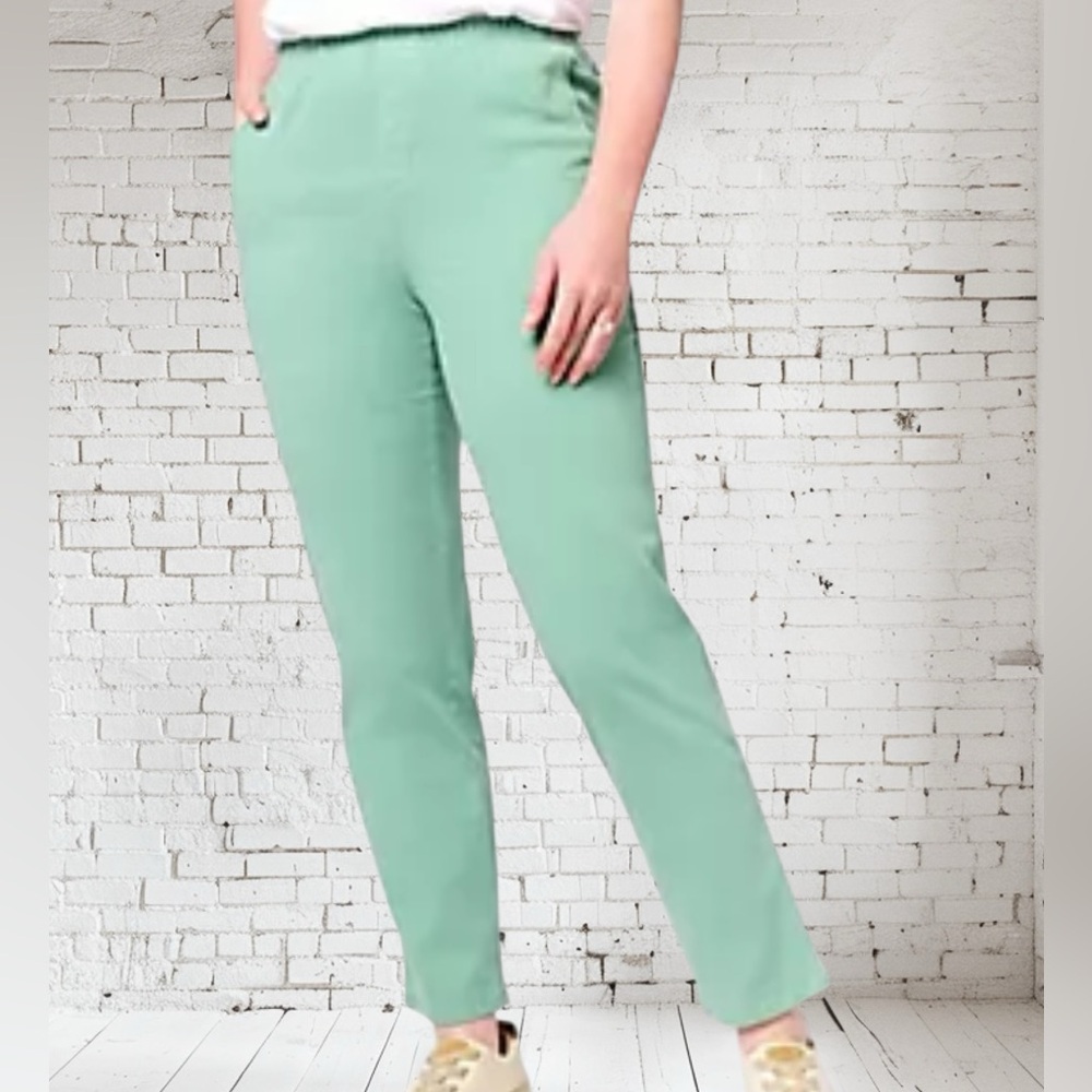 Denim & Co. “How Timeless” Pull‑On Jeans NWT | 5X Fresh Sage Stretch Comfort Fit